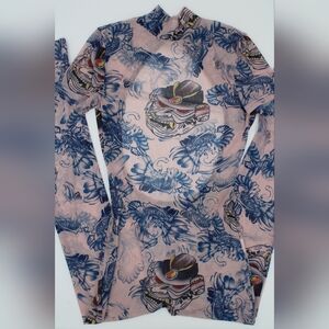 Shein XS Sheer Full Jumper – Blue/Pink Hues